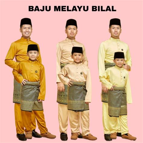 Baju Melayu Bilal Dewasa Kanak Kanak Budak Cekak Musang Syana Mustard