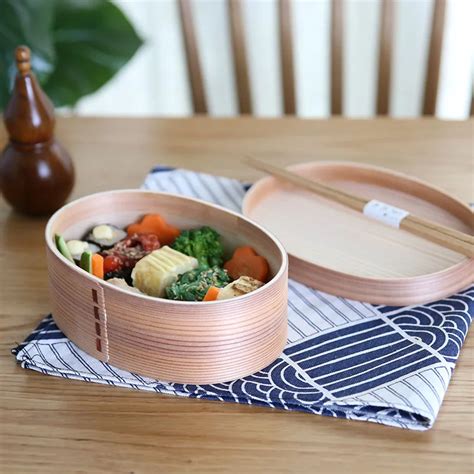New Oval Wood Lunch Box Japanese Sushi Bento Lunchbox Portable Food