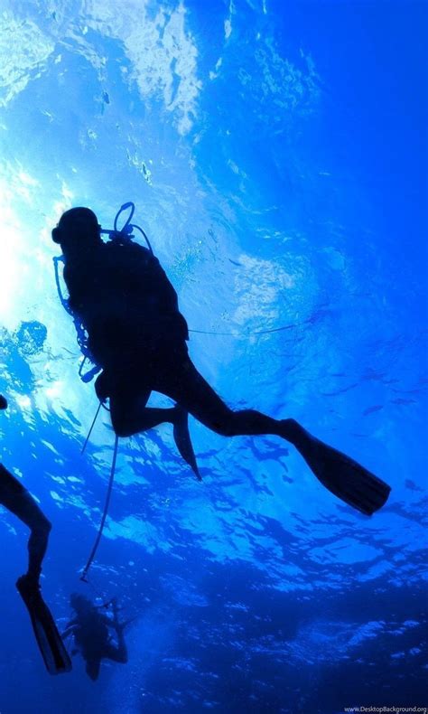Scuba Diving Diver Ocean Sea Underwater Background Hd Phone Wallpaper