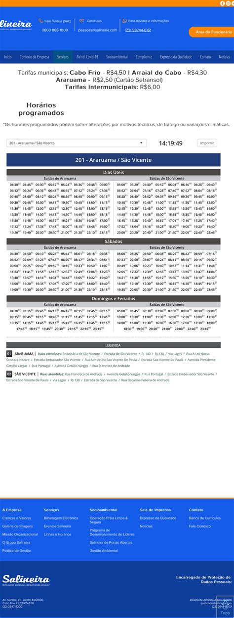 Salineira Linhas E Horarios