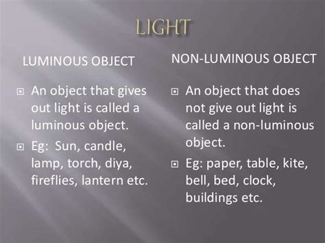 Difference Between Luminous And Non Luminous Object Give Two Example Of