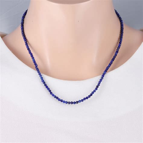 Natural Lapis Necklace Lapis Beads Jewelry Gemstone Necklace Etsy