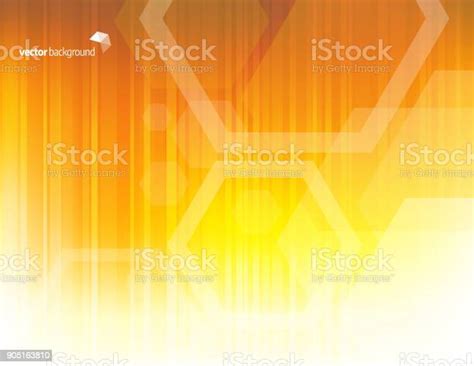 Orange Color Background With Fading White Hexagon Shape Pattern Stock