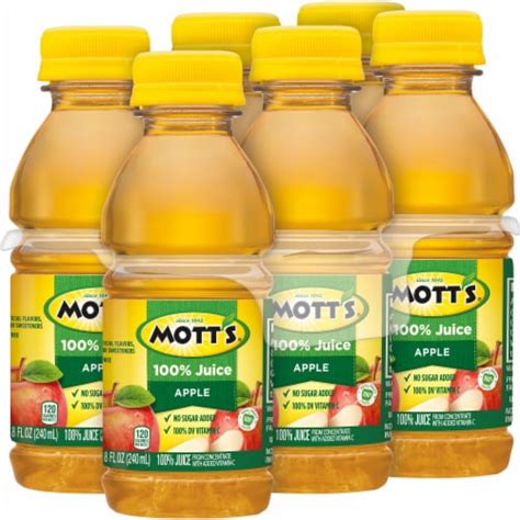 Motts® 100 Original Apple Juice 6 Bottles 8 Fl Oz Fred Meyer