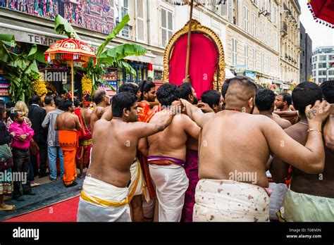 Upon Ganesh Chaturthi Festival In Paris Bare Chested Devotees From The Hindu Community Bear The