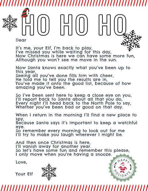Elf On The Shelf Welcome Back Letter Free Printable
