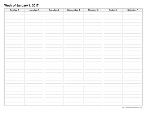 Printable Lined Weekly Calendar Templates At