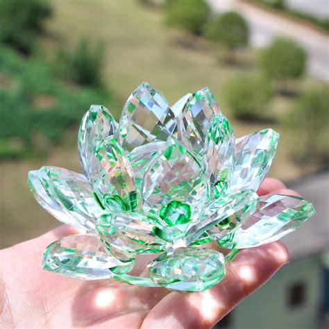 8 Colors 85mm Crystal Sparkle Crystal Lotus Flower Feng Shui Home Decor
