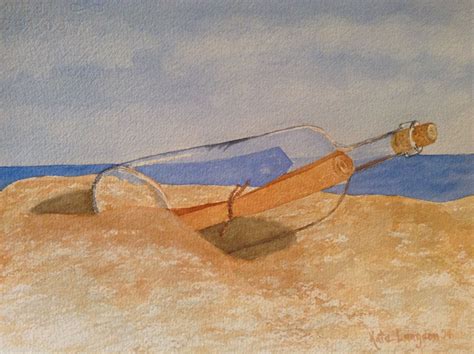 Message In A Bottle 11x14 7500 Original Watercolor Painting