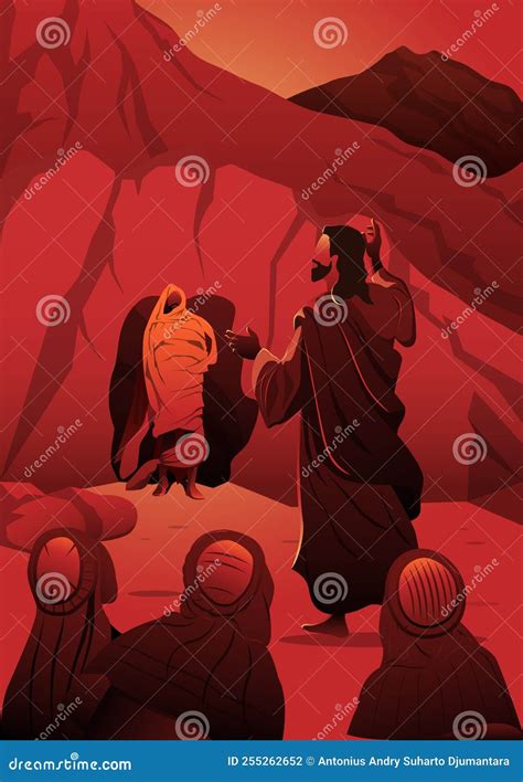 Jesus Christ Raises Lazarus From The Dead Stock Vector Illustration