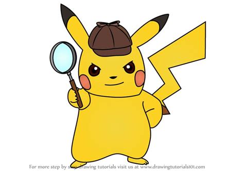 Learn How To Draw Detective Pikachu From Detective Pikachu Detective