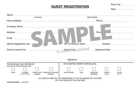 Guest Registration Records Guest Registration Card