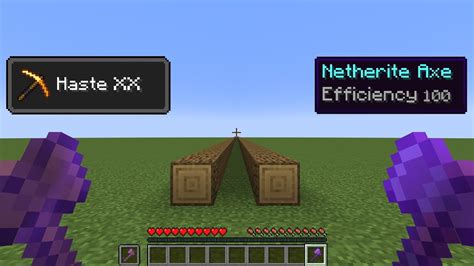 Netherite Axe Efficiency 100 Vs Wooden Axe Haste Xx Youtube