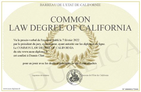 Common Law Degree Of California
