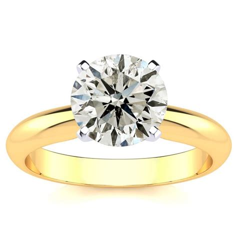 2 Carat Diamond Solitaire Engagement Ring In 14k Yellow Gold 3 G J K