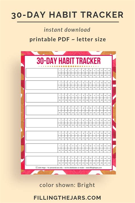 30 Day Habit Tracker Printable Digital Product Habit Tracker