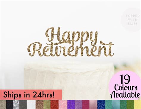 Retirement Cake Topper Happy Retirement Sign Happy Etsy