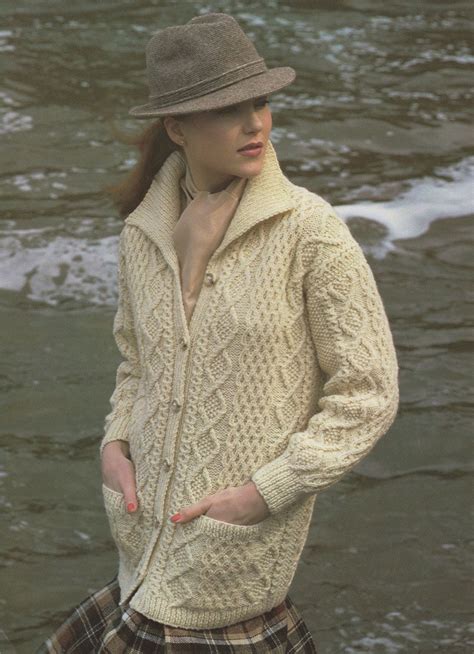 pdf ladies aran jacket knitting pattern womens 32 41 inch bust chest long cardigan