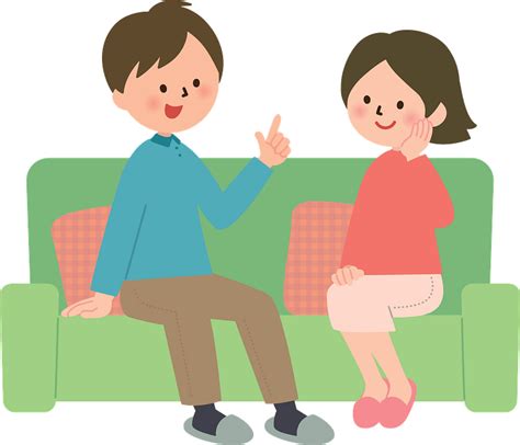 Couple Is Sitting On The Sofa And Talking Clipart Free Download