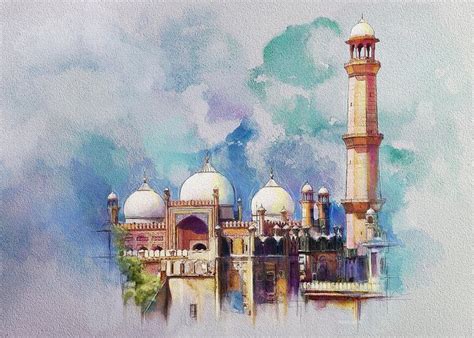 Badshahi Mosque Painting By Catf Mosque Art Islamic Paintings