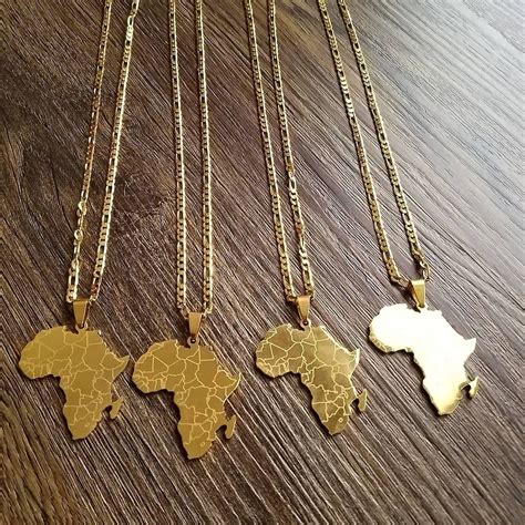 Gold Plated Africa Map Necklace Map Necklace Africa Necklace Necklace