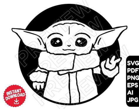 Baby Yoda Svg Cut File File Include Svg Png Eps Dxf Free Svg