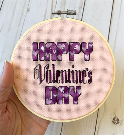 happy valentine s day cross stitch pattern diy v day etsy