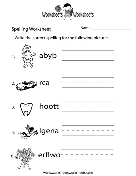 Free Printable Spelling Worksheets Free Printable