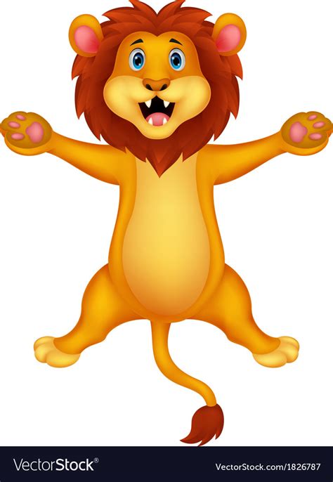 Happy Lion Cartoon Jumping Royalty Free Vector Image