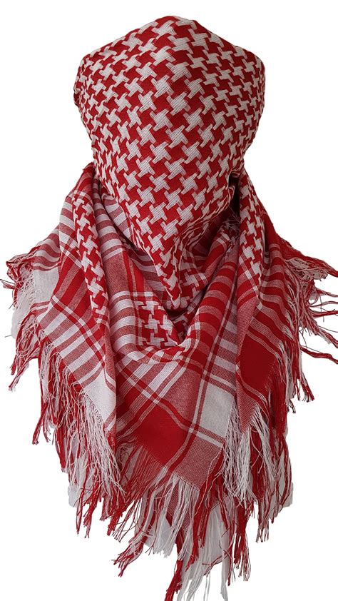Shemagh Cotton Red And White Scarf For Men And Women Military Etsy