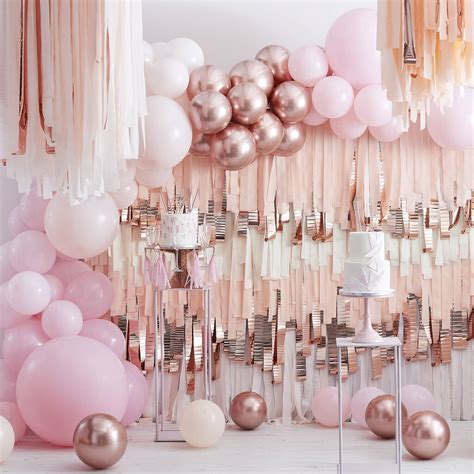 Blush And Rose Gold Streamer Party Backdrop By Ginger Ray