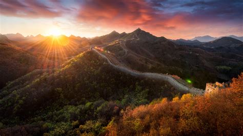 Sunset at Huanghuacheng Great Wall wallpaper - backiee