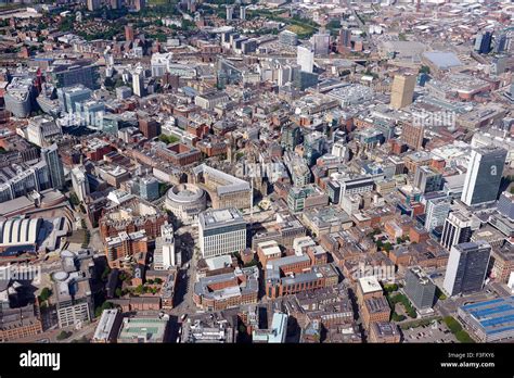 An Aerial View Of Manchester City Centre North West England Stock