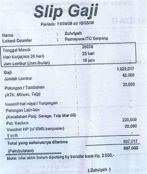 Contoh Slip Gaji Karyawan Swasta Dan Pns Yang Benar