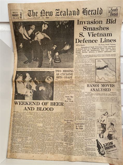 old newspaper the new zealand herald 3 april 1972 vietnam war