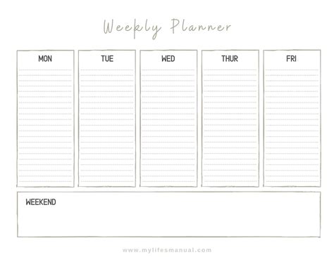 Weekly Planner Free Printables Mylifesmanual