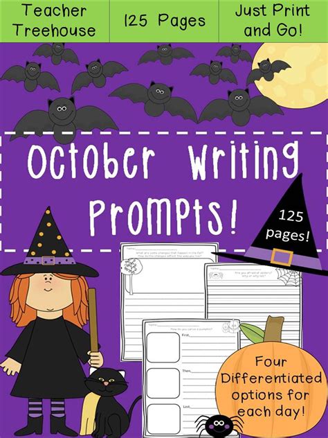 October Writing Prompts On Themed Paper 125 Differentiated Pages