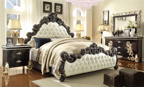 Our king bedroom sets come in a wide array of designer materials, fabrics, finishes, and patterns. Homey Design 5-pc Ebony/Silver Traditional California King ...