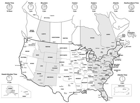 Map Of Us Time Zones In Black And White Cvln Rp