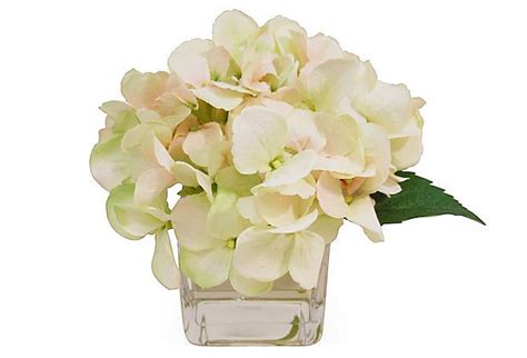 hydrangea in cube vase pink on faux flower arrangements silk hydrangeas
