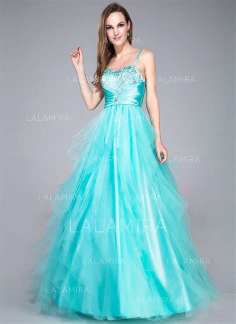 Stunning Ball Gown Tulle Floor Length Sleeveless Prom Dresses Save