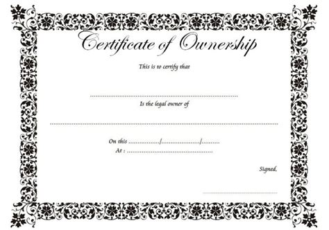 Ownership Certificate Templates Editable OFFICIAL DESIGNS Fresh