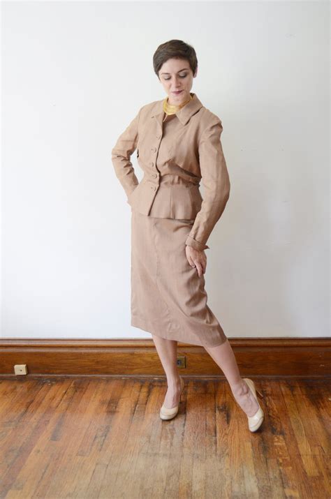 Deadstock 1950s Silk Skirt Suit M