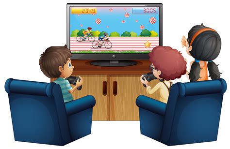 Games and entertainment for whole family. Three kids playing game at home - Download Free Vectors ...