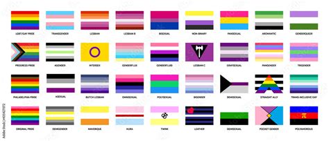 Sexual Identity Flags Set Of Vector Pride Flags And Lgbt Symbols Gay