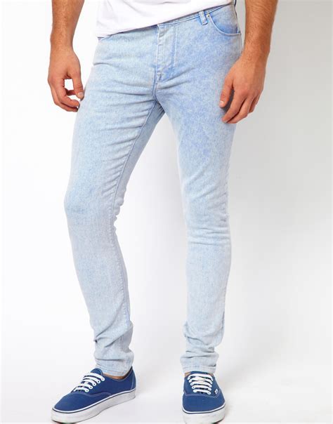 ASOS Super Skinny Jeans With Bright Acid Wash In Blue For Men Lyst