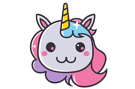 Cute Cartoon Unicorn Head Kawaii Vector Graphic By Chibicutie