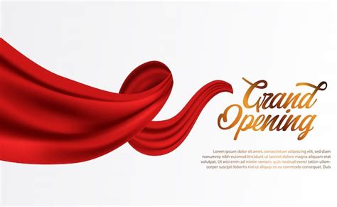 Grand Opening Luxury Red Silk Ribbon Premium Vector