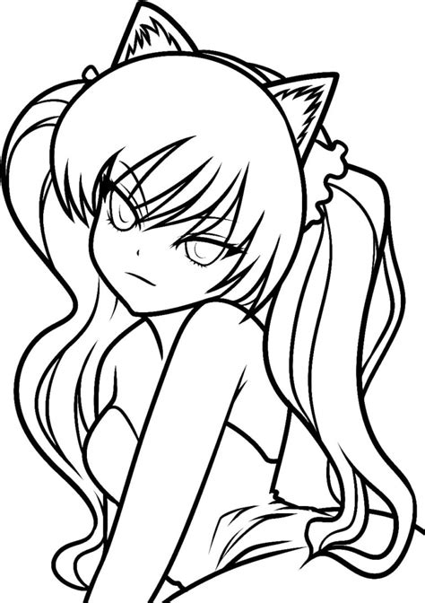 Anime Cat Girl Coloring Pages