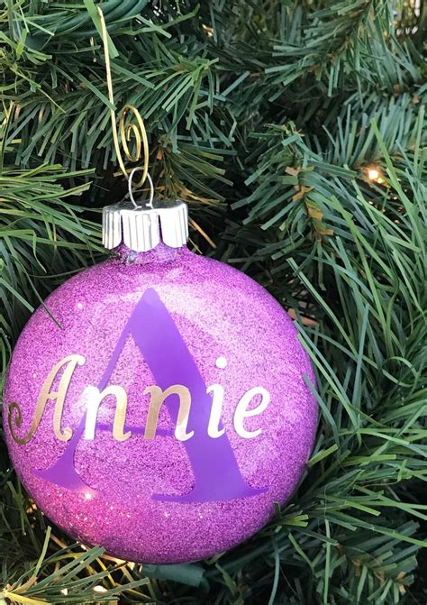 Personalized Name Christmas Ornament Personalized Glitter Etsy